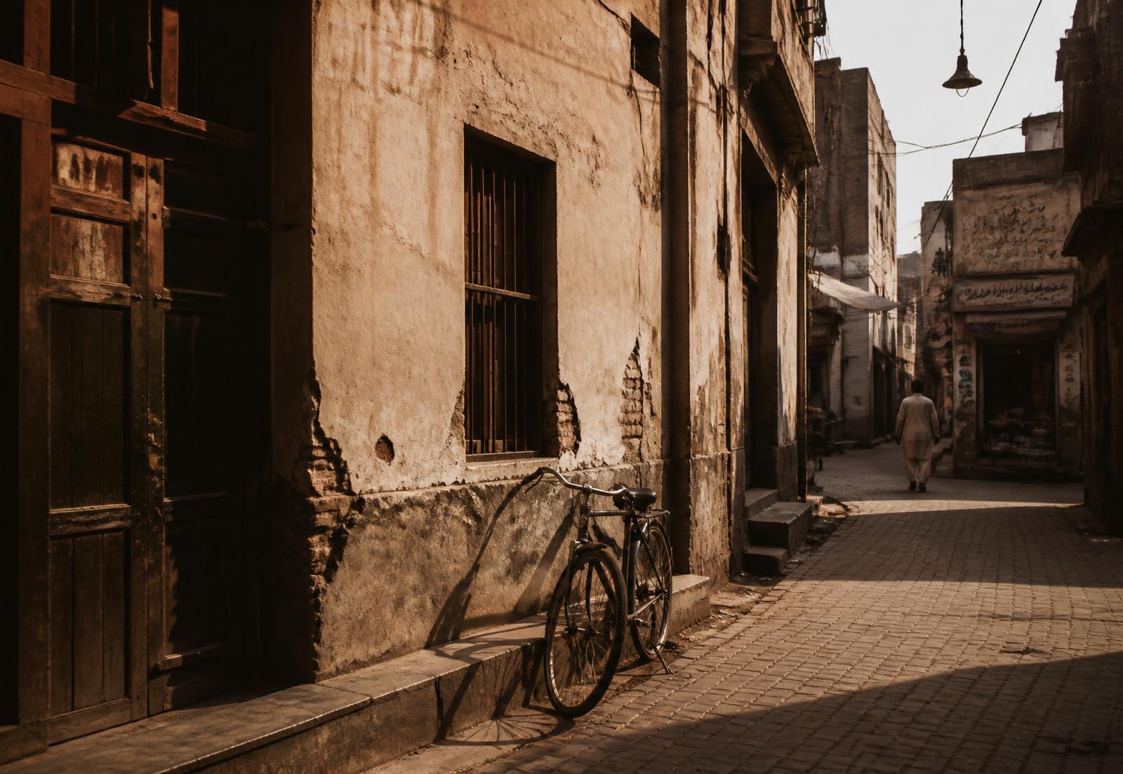 A quiet old Lahore street in afternoon light